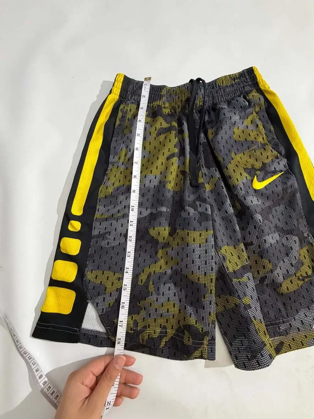 Nike Dri-Fit Shorts Camo Yellow Black Elite Basketball Mesh Mens L